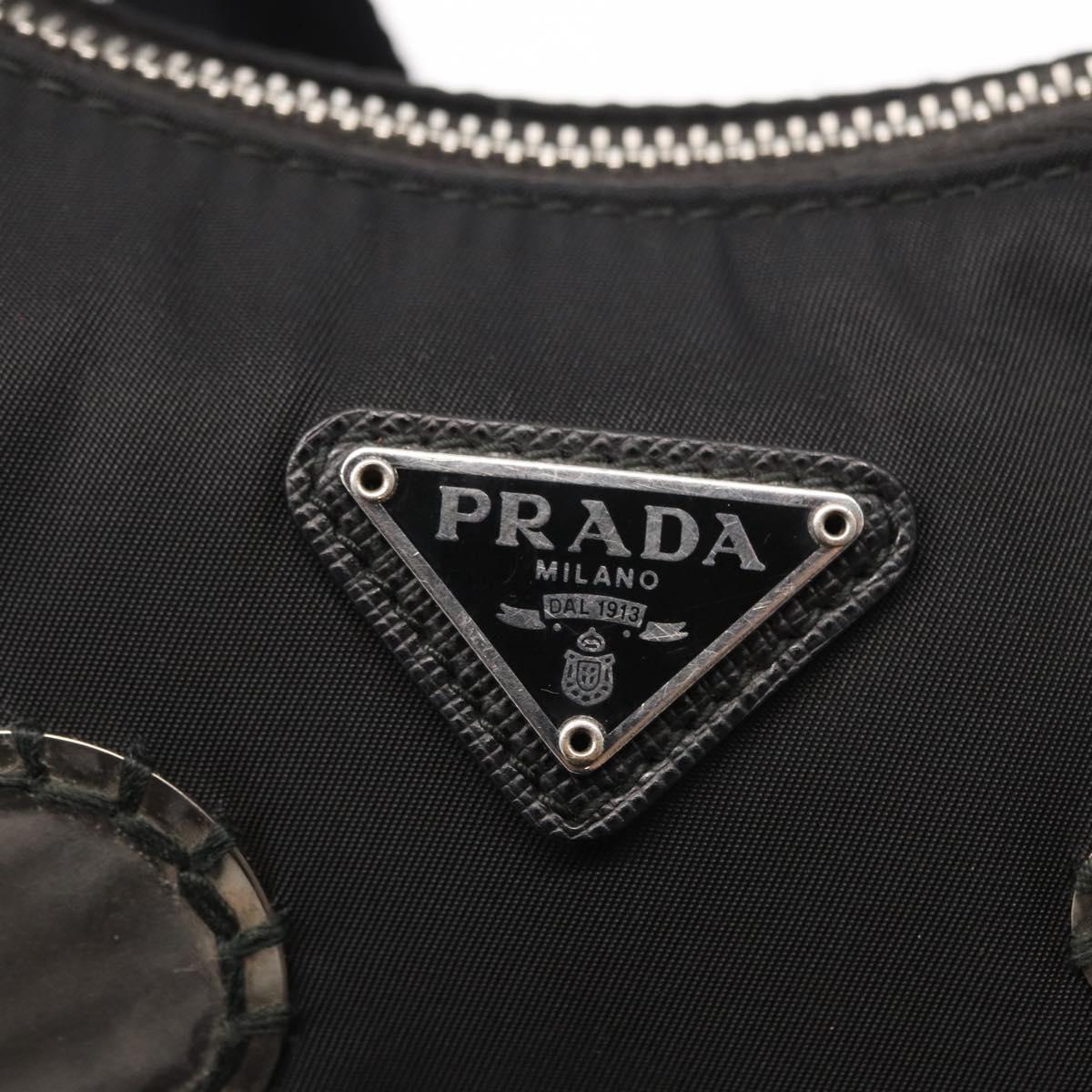 PRADA Re-Edition 2005 Shoulder Bag Nylon 2way Black Silver 1BH204 Auth 157130SAM