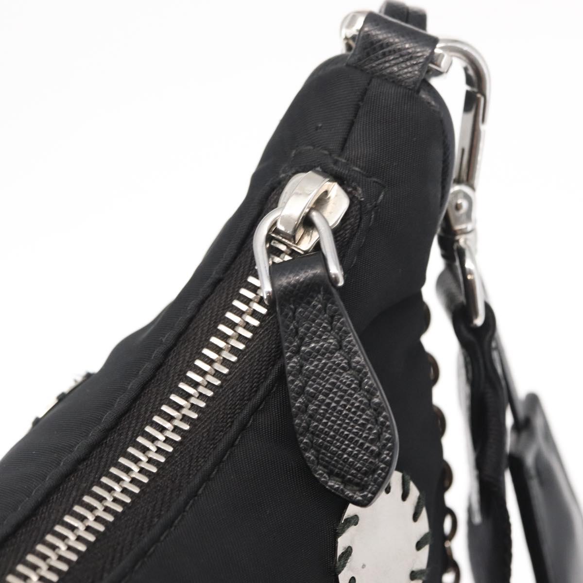 PRADA Re-Edition 2005 Shoulder Bag Nylon 2way Black Silver 1BH204 Auth 157130SAM