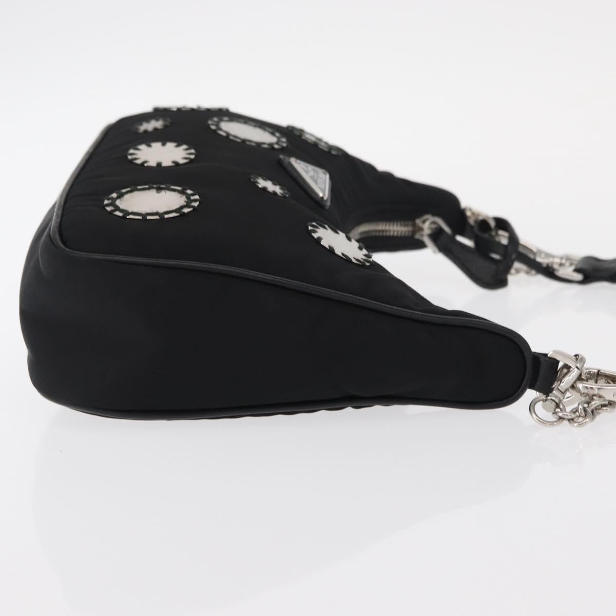 PRADA Re-Edition 2005 Shoulder Bag Nylon 2way Black Silver 1BH204 Auth 157130SAM