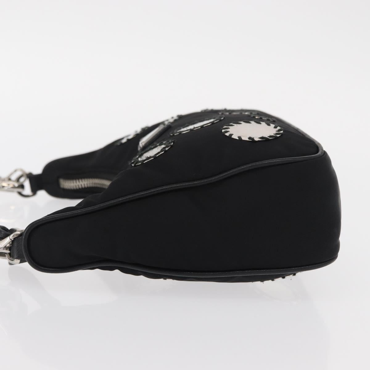 PRADA Re-Edition 2005 Shoulder Bag Nylon 2way Black Silver 1BH204 Auth 157130SAM