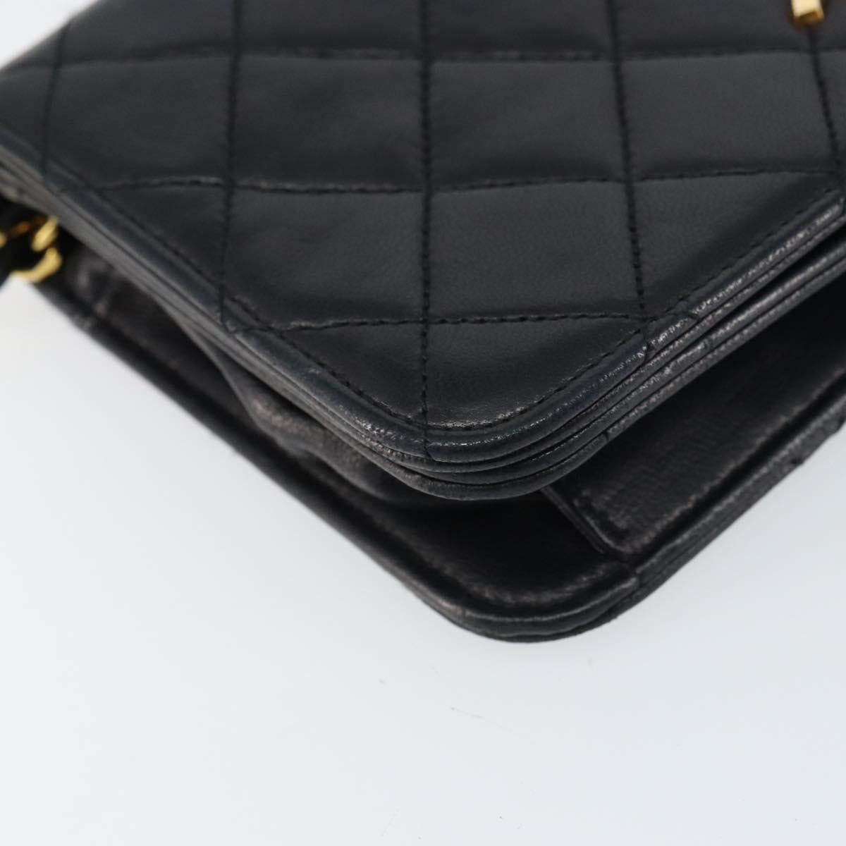 CHANEL Matelasse Chain Shoulder Bag Lamb Skin Black Gold CC Auth 157131