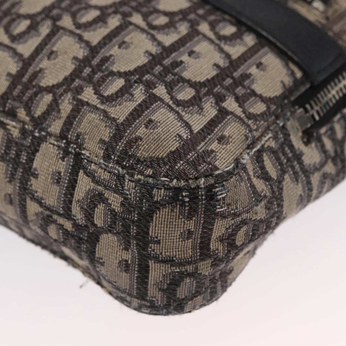 Christian Dior Trotter Canvas Oblique Shoulder Bag Black Silver Auth 157136
