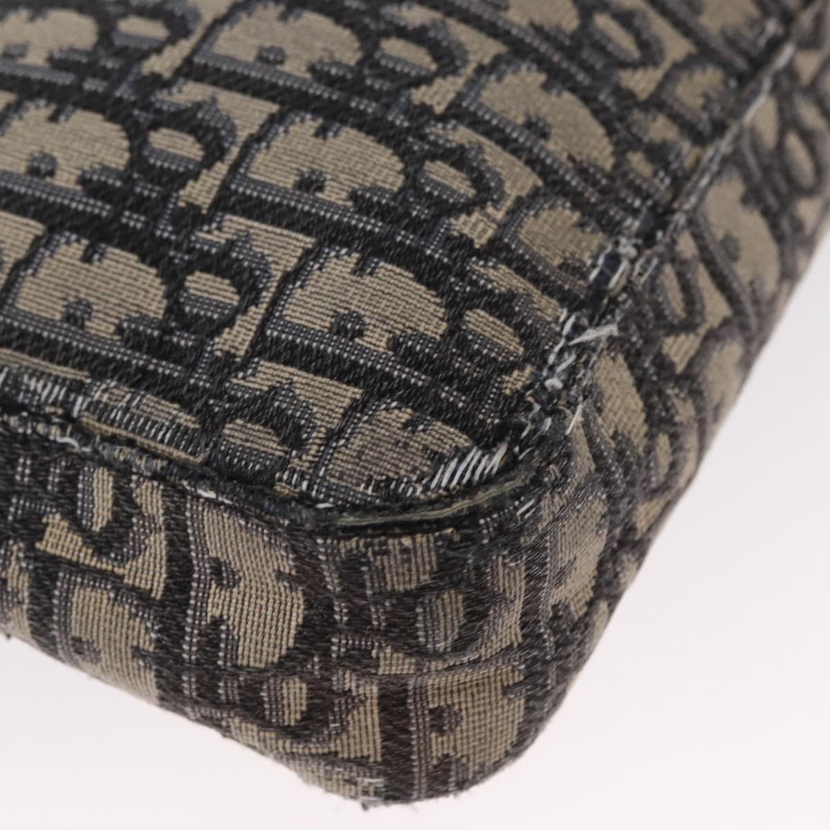 Christian Dior Trotter Canvas Oblique Shoulder Bag Black Silver Auth 157136