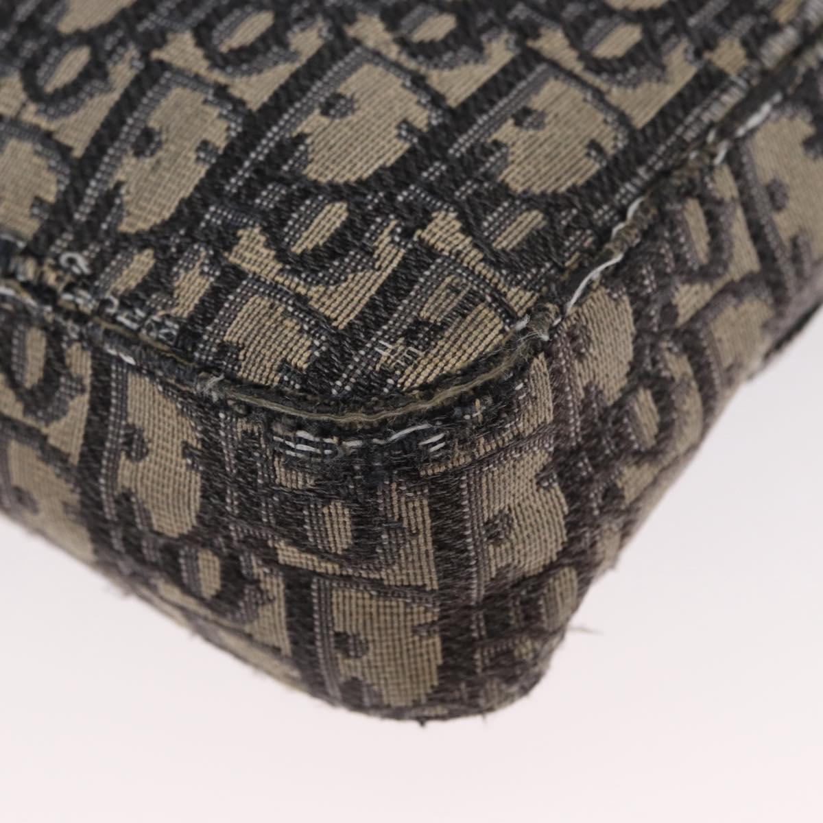 Christian Dior Trotter Canvas Oblique Shoulder Bag Black Silver Auth 157136