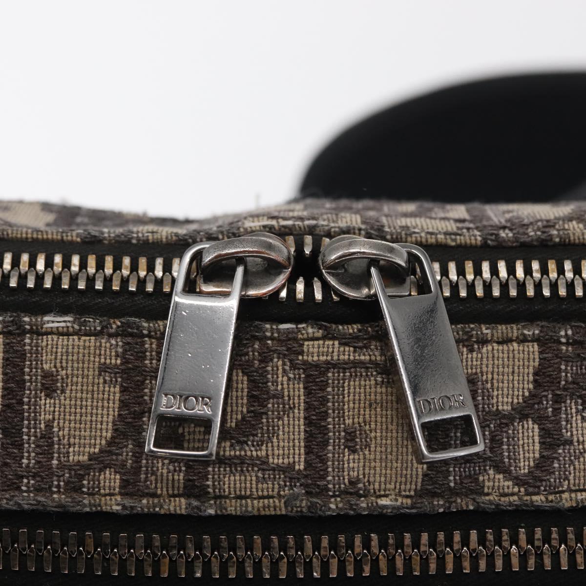 Christian Dior Trotter Canvas Oblique Shoulder Bag Black Silver Auth 157136