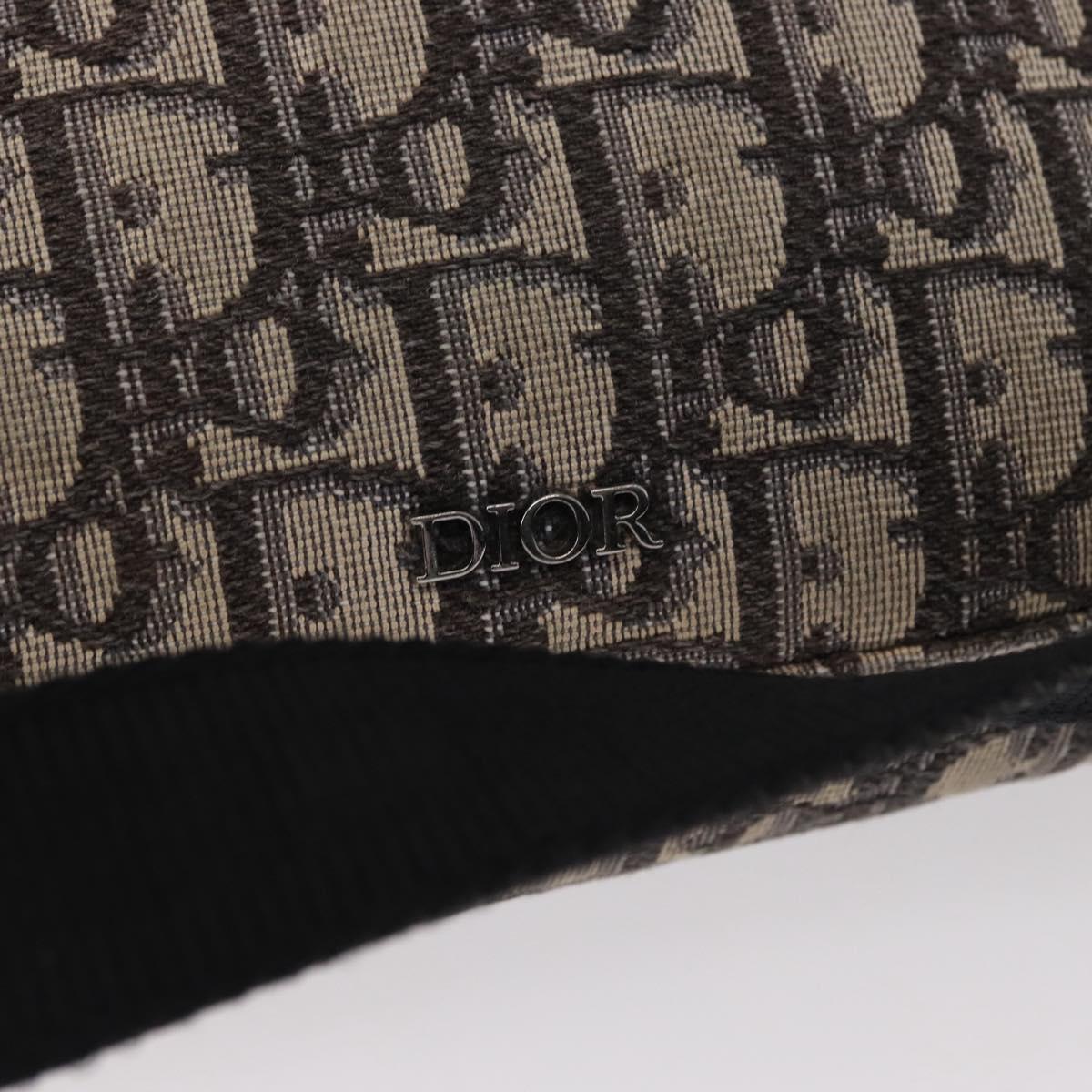 Christian Dior Trotter Canvas Oblique Shoulder Bag Black Silver Auth 157136
