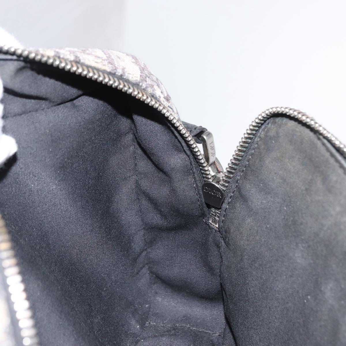 Christian Dior Trotter Canvas Oblique Shoulder Bag Black Silver Auth 157136