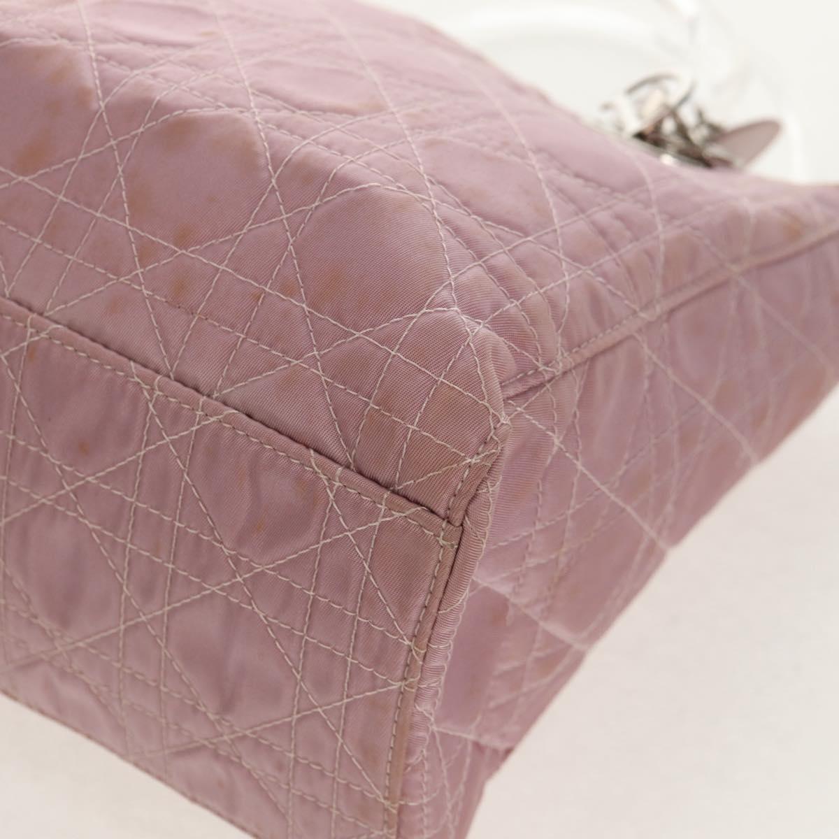 Christian Dior Canage Hand Bag Nylon 2way Pink Silver Auth 157137