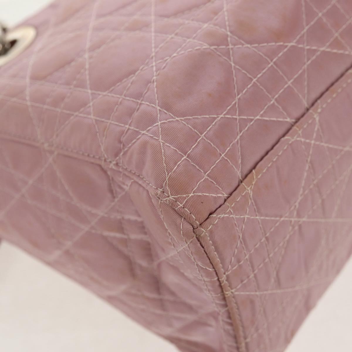 Christian Dior Canage Hand Bag Nylon 2way Pink Silver Auth 157137