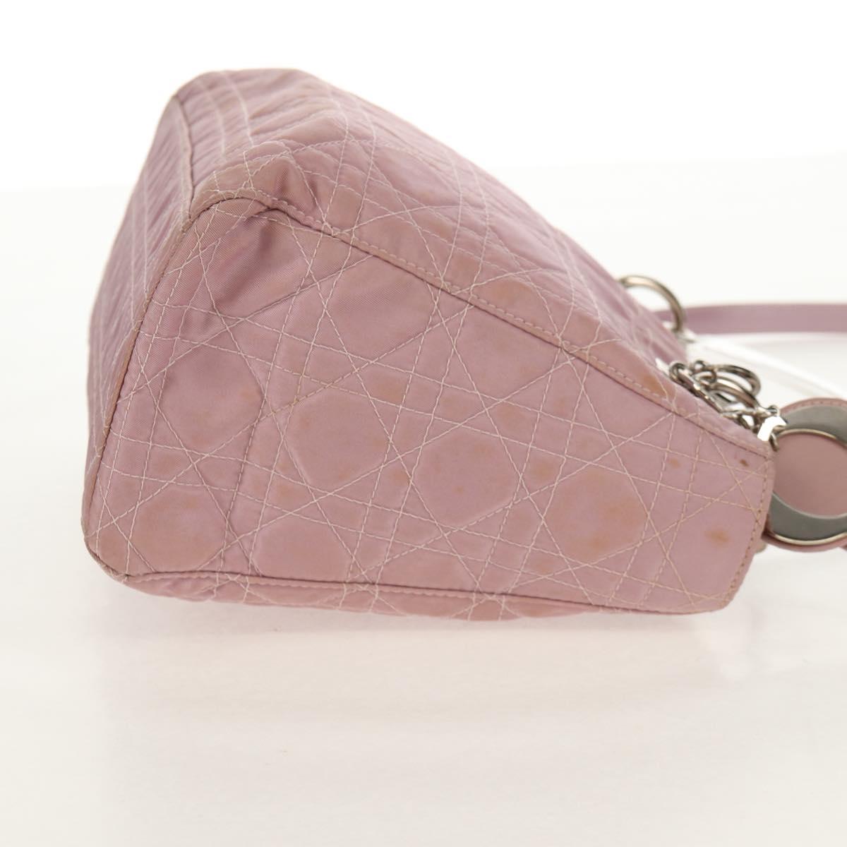 Christian Dior Canage Hand Bag Nylon 2way Pink Silver Auth 157137