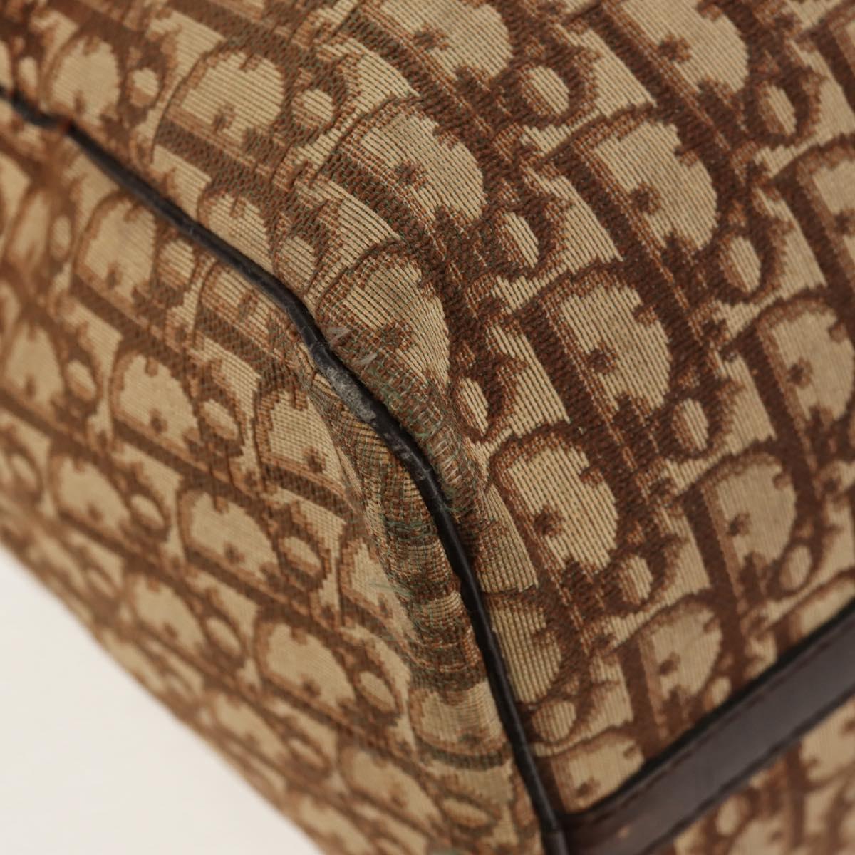 Christian Dior Trotter Canvas Boston Bag Beige Gold Auth 157139