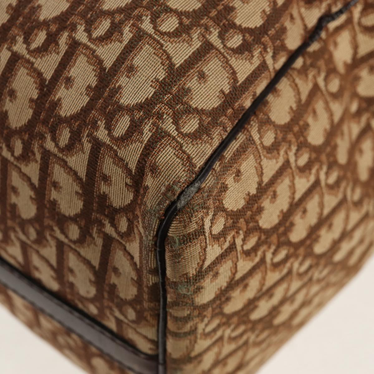 Christian Dior Trotter Canvas Boston Bag Beige Gold Auth 157139