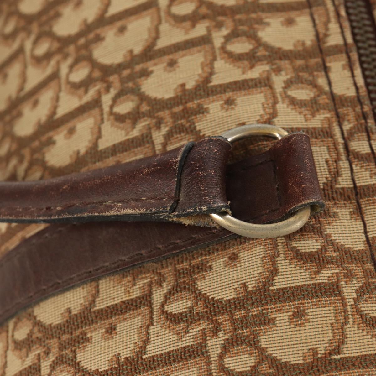 Christian Dior Trotter Canvas Boston Bag Beige Gold Auth 157139