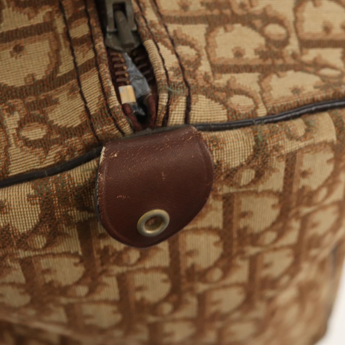 Christian Dior Trotter Canvas Boston Bag Beige Gold Auth 157139