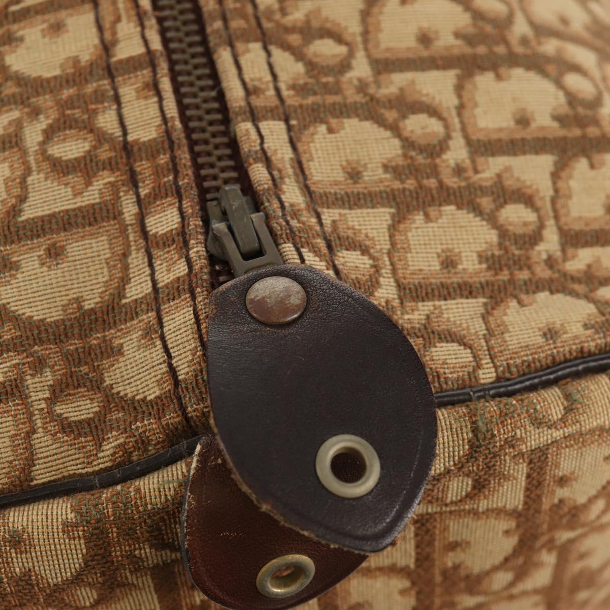 Christian Dior Trotter Canvas Boston Bag Beige Gold Auth 157139