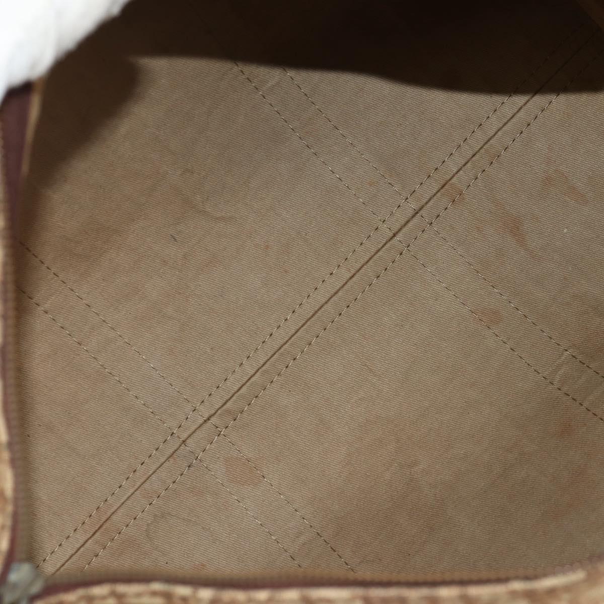 Christian Dior Trotter Canvas Boston Bag Beige Gold Auth 157139