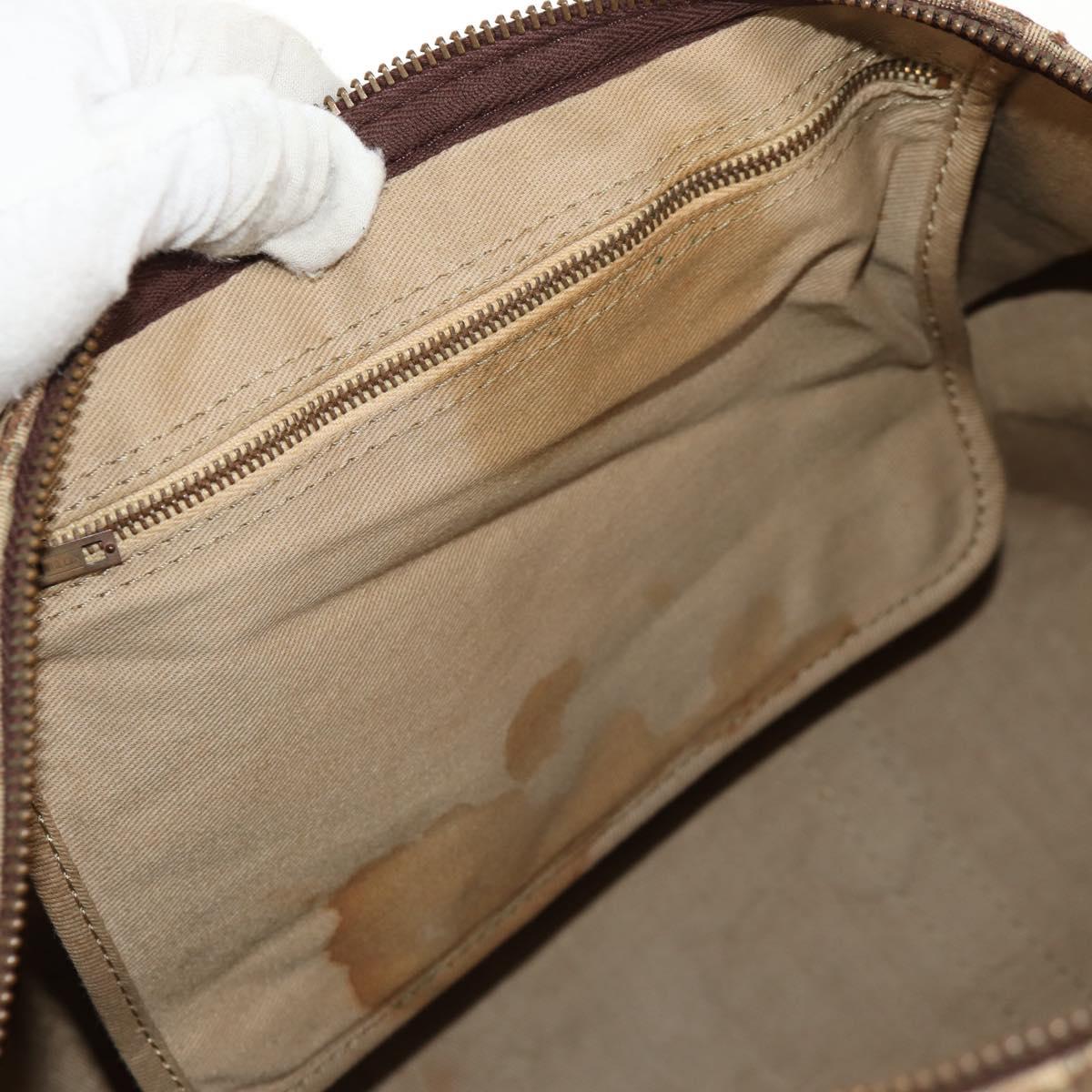 Christian Dior Trotter Canvas Boston Bag Beige Gold Auth 157139