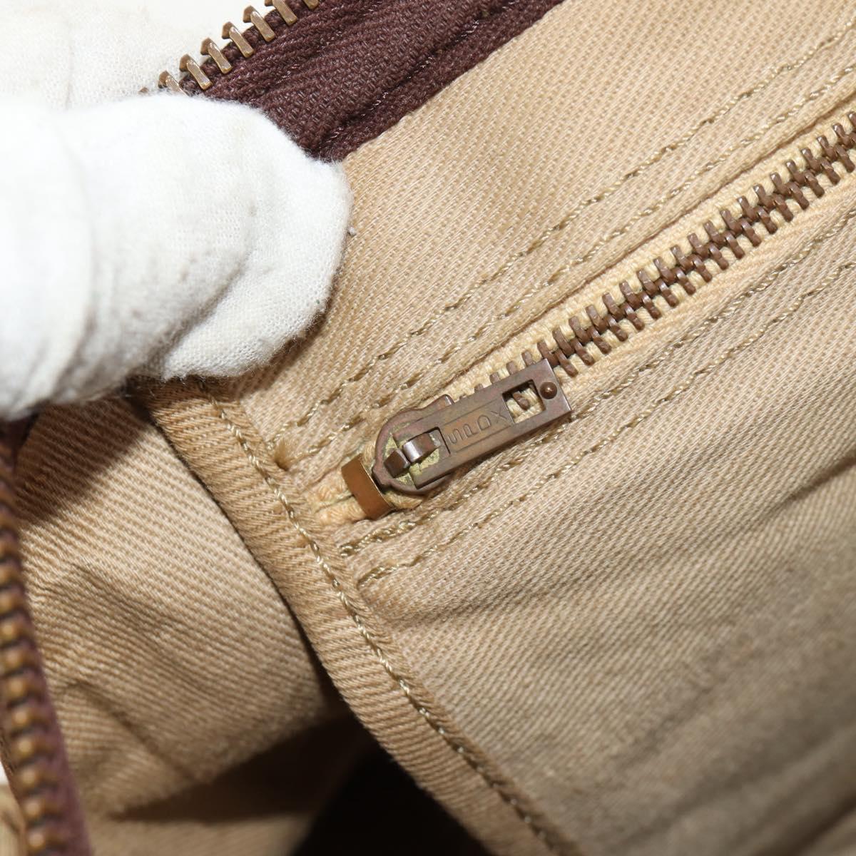 Christian Dior Trotter Canvas Boston Bag Beige Gold Auth 157139