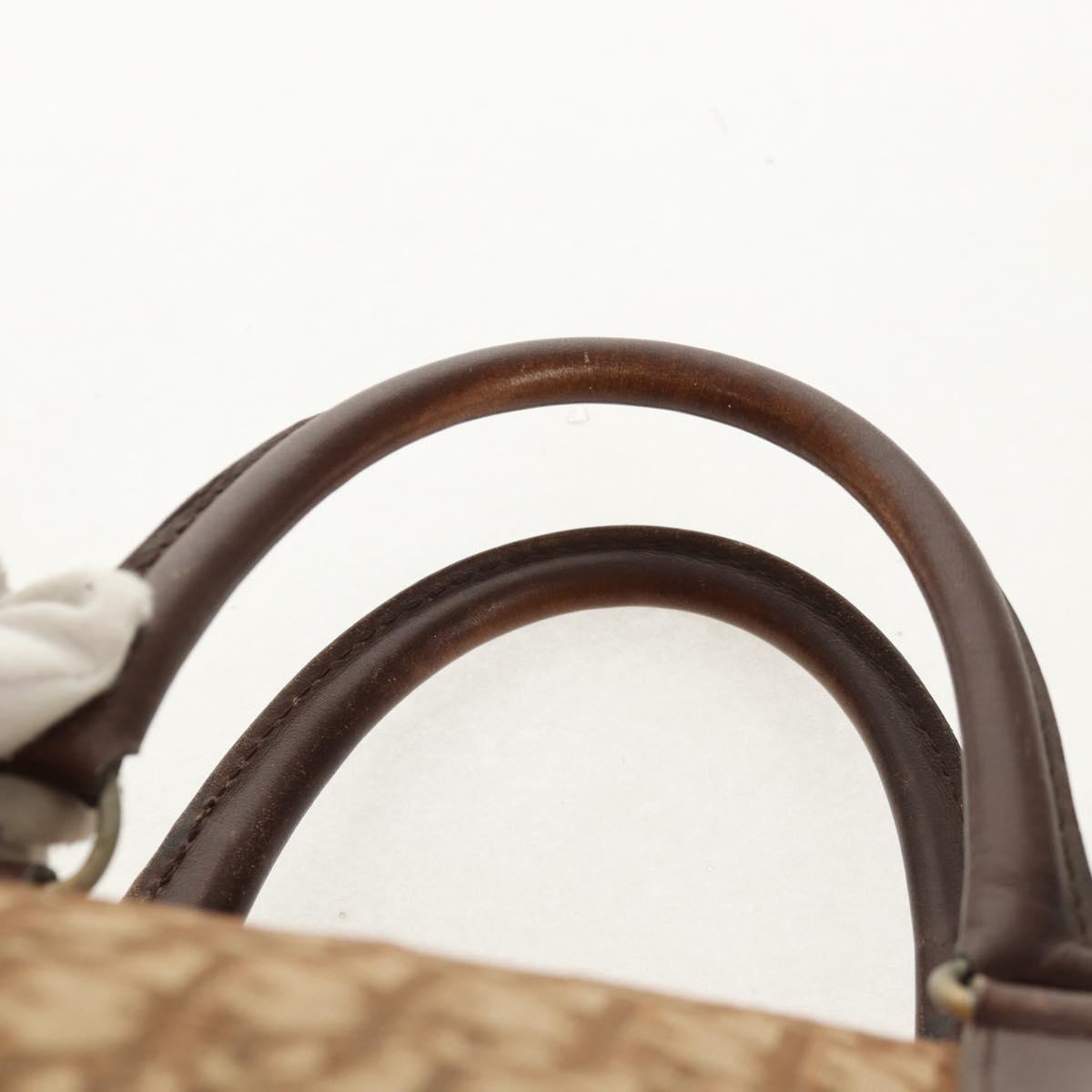 Christian Dior Trotter Canvas Boston Bag Beige Gold Auth 157139