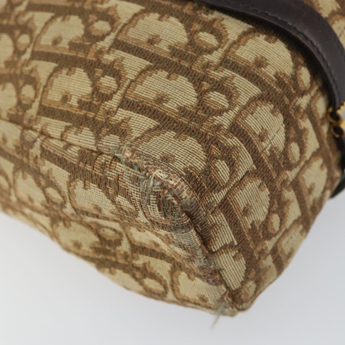Christian Dior Trotter Canvas Hand Bag Beige Gold Auth 157140
