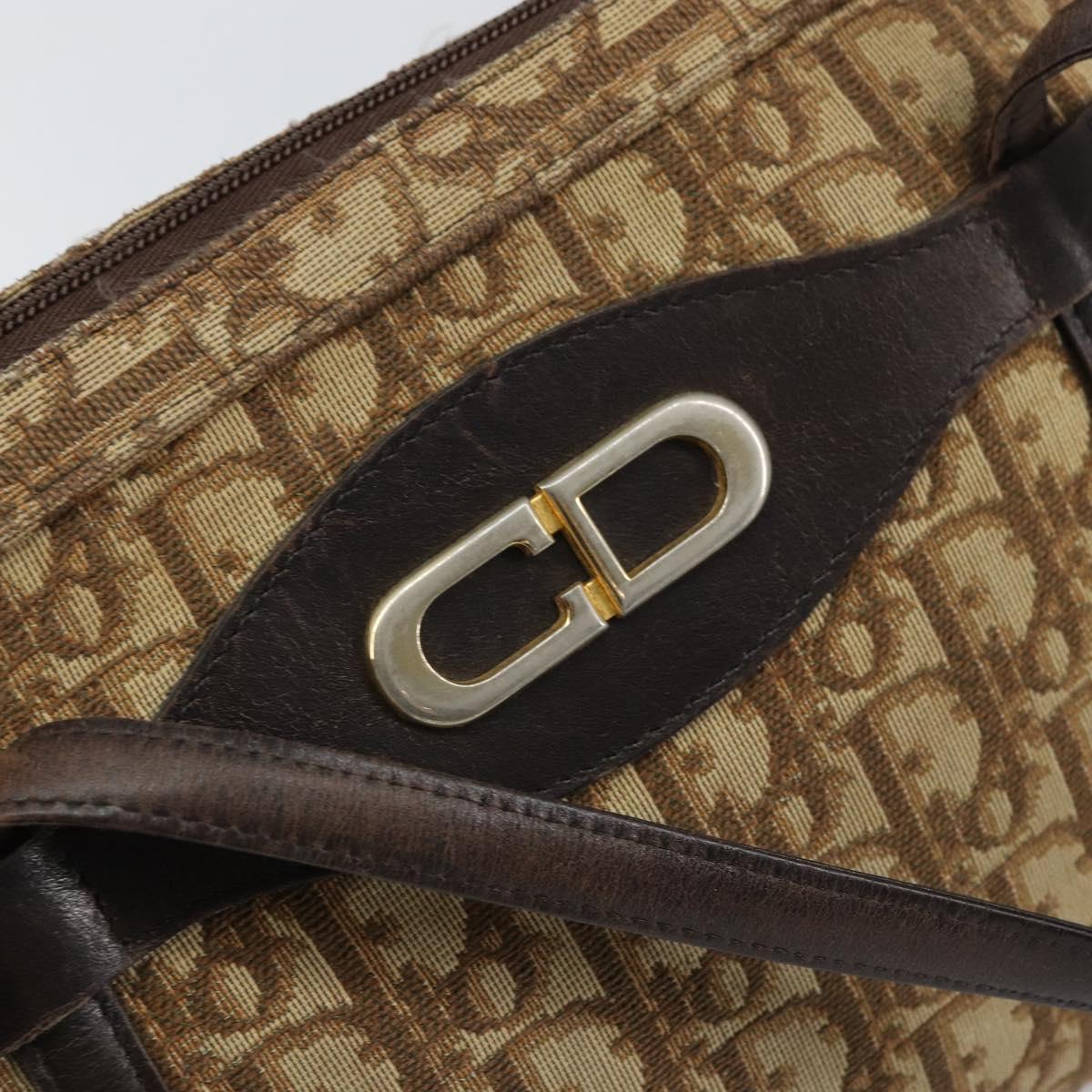 Christian Dior Trotter Canvas Hand Bag Beige Gold Auth 157140