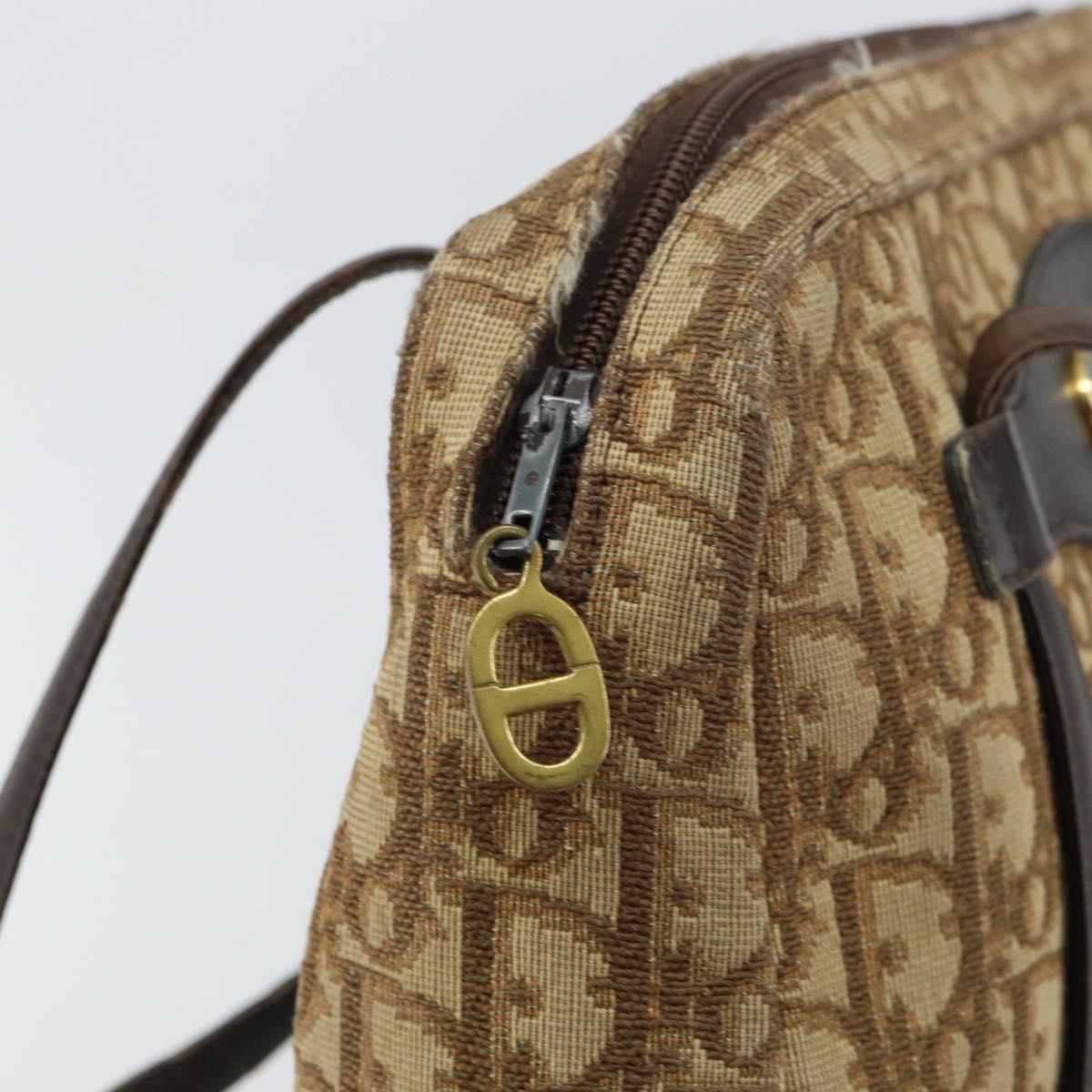 Christian Dior Trotter Canvas Hand Bag Beige Gold Auth 157140