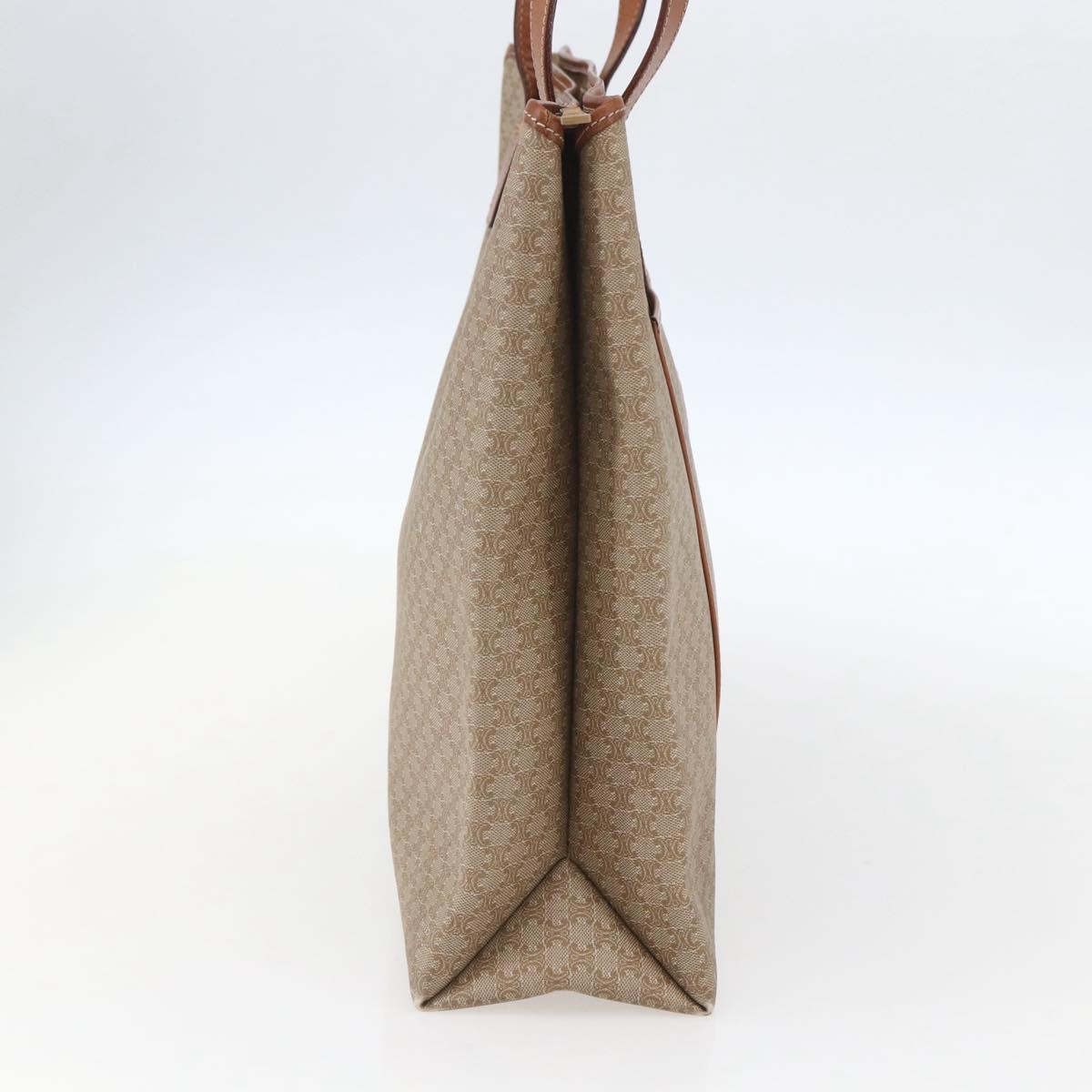 CELINE Macadam Canvas Tote Bag PVC Beige Auth 157142
