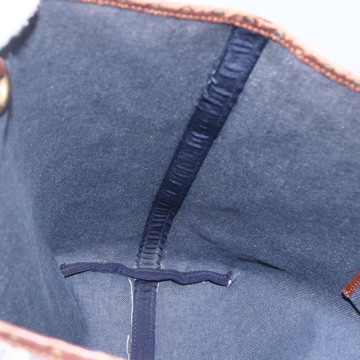 CELINE Paris Macadam Canvas Tote Bag Blue Gold Auth 157143