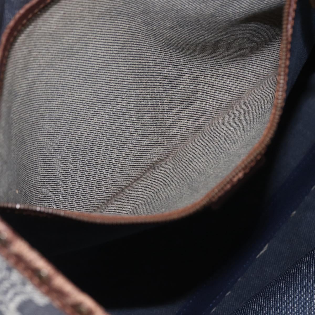 CELINE Paris Macadam Canvas Tote Bag Blue Gold Auth 157143