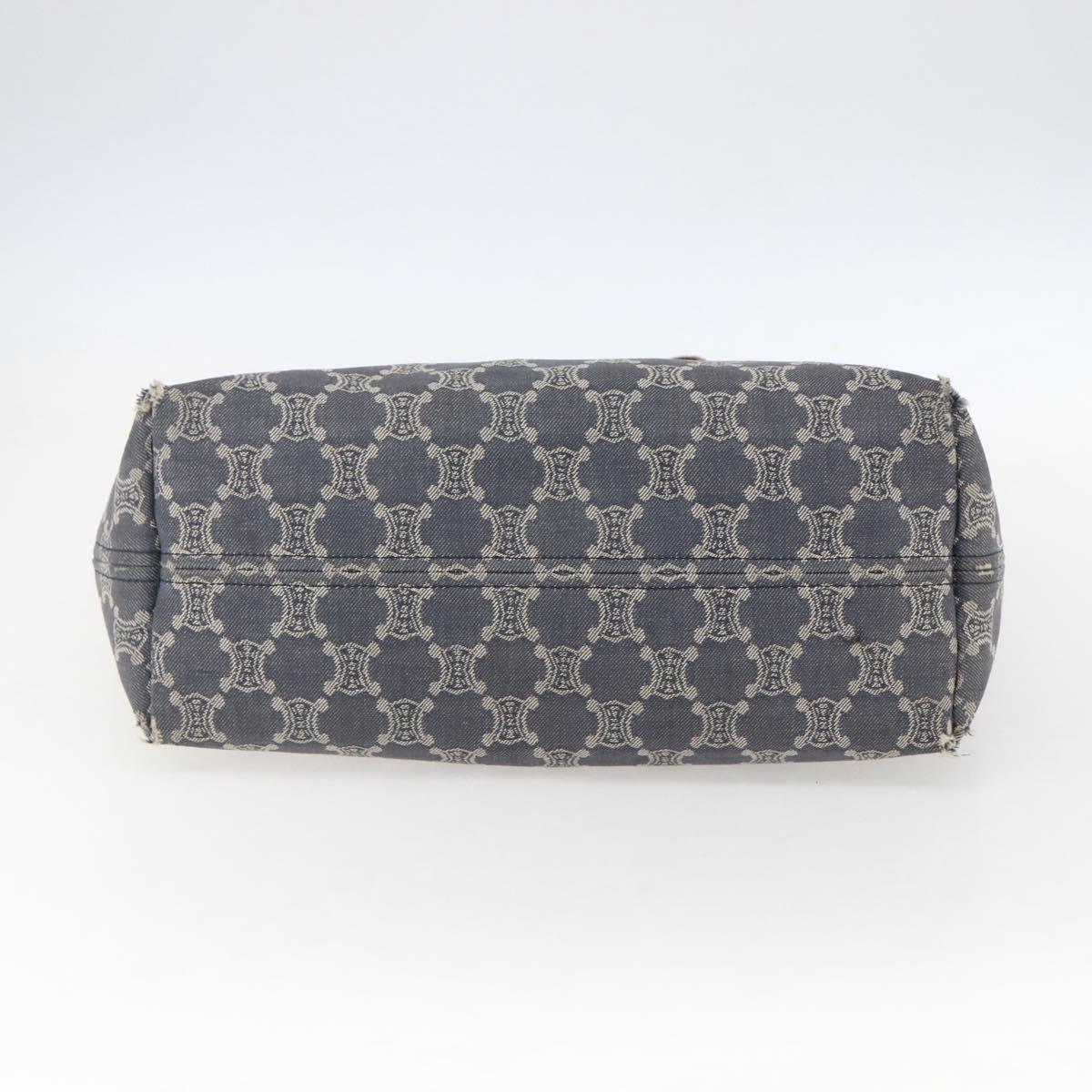 CELINE Paris Macadam Canvas Tote Bag Blue Gold Auth 157143