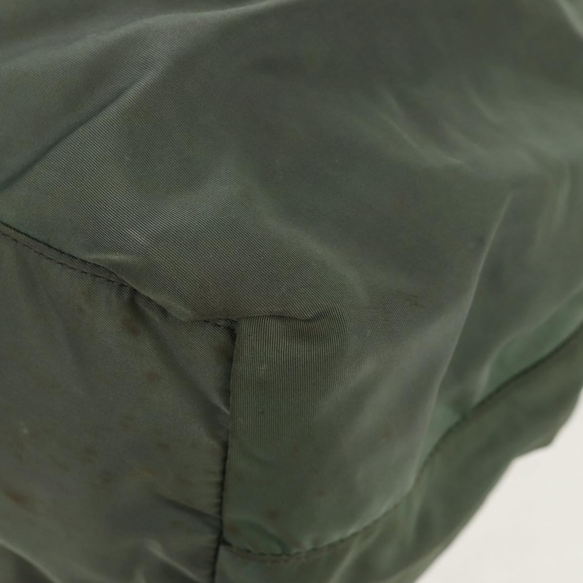 PRADA Hand Bag Nylon 2way Green Gold Auth 157145