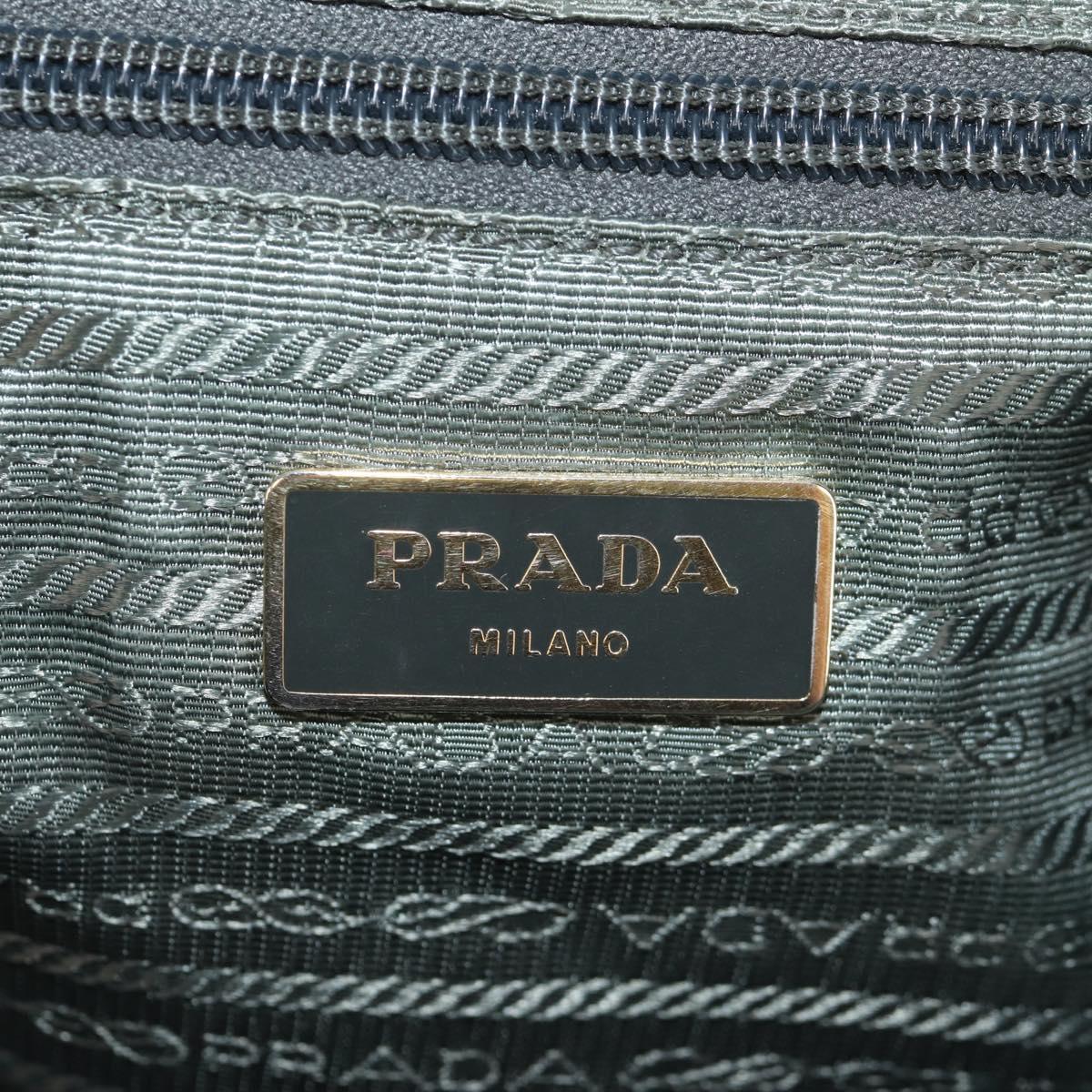 PRADA Hand Bag Nylon 2way Green Gold Auth 157145
