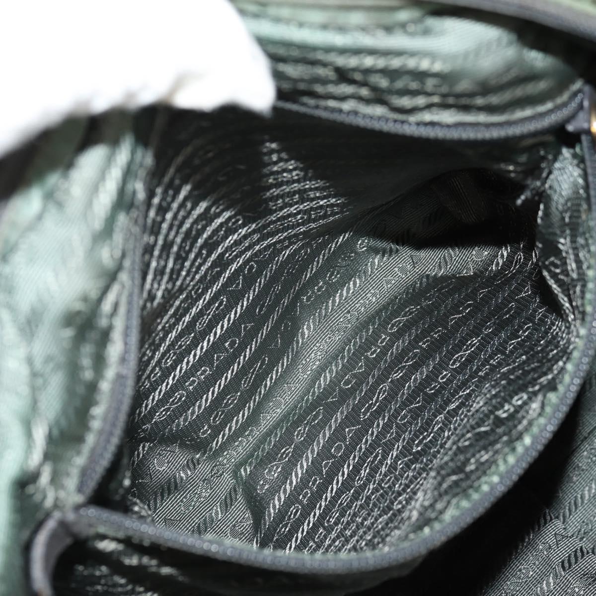 PRADA Hand Bag Nylon 2way Green Gold Auth 157145