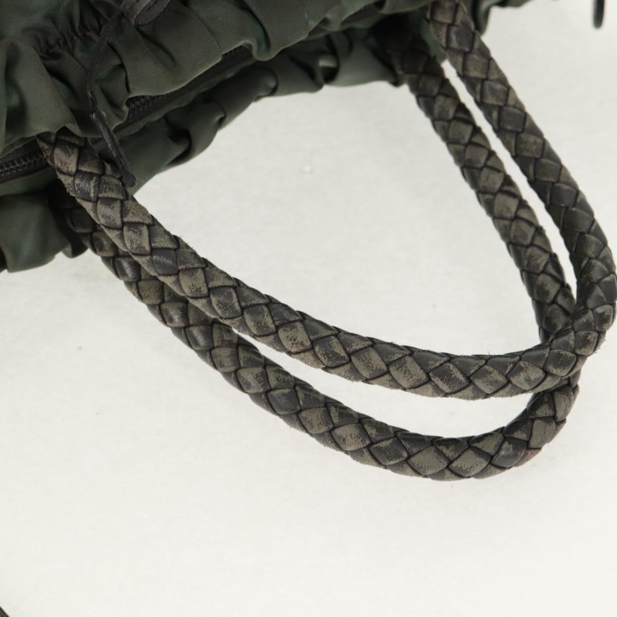 PRADA Hand Bag Nylon 2way Green Gold Auth 157145