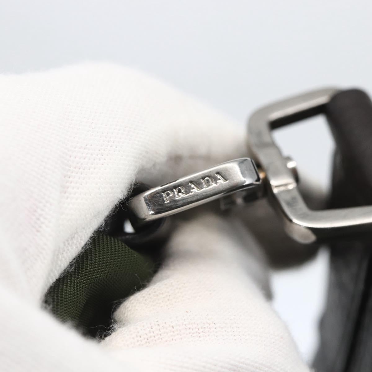 PRADA Shoulder Bag Nylon Khaki Silver Auth 157147V