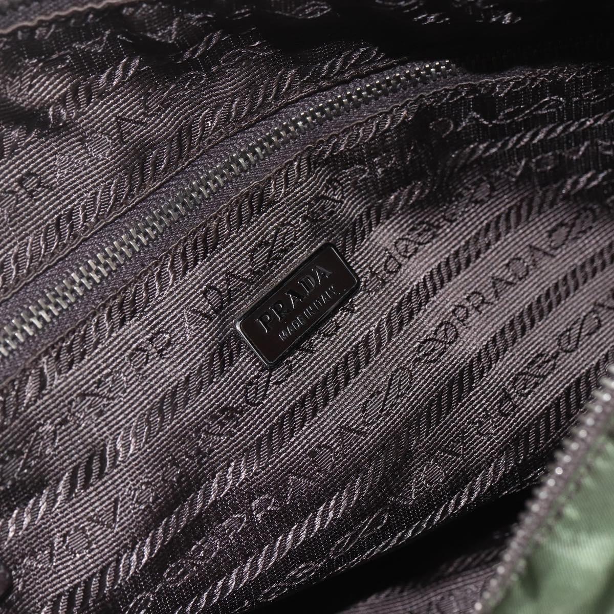 PRADA Shoulder Bag Nylon Khaki Silver Auth 157147V