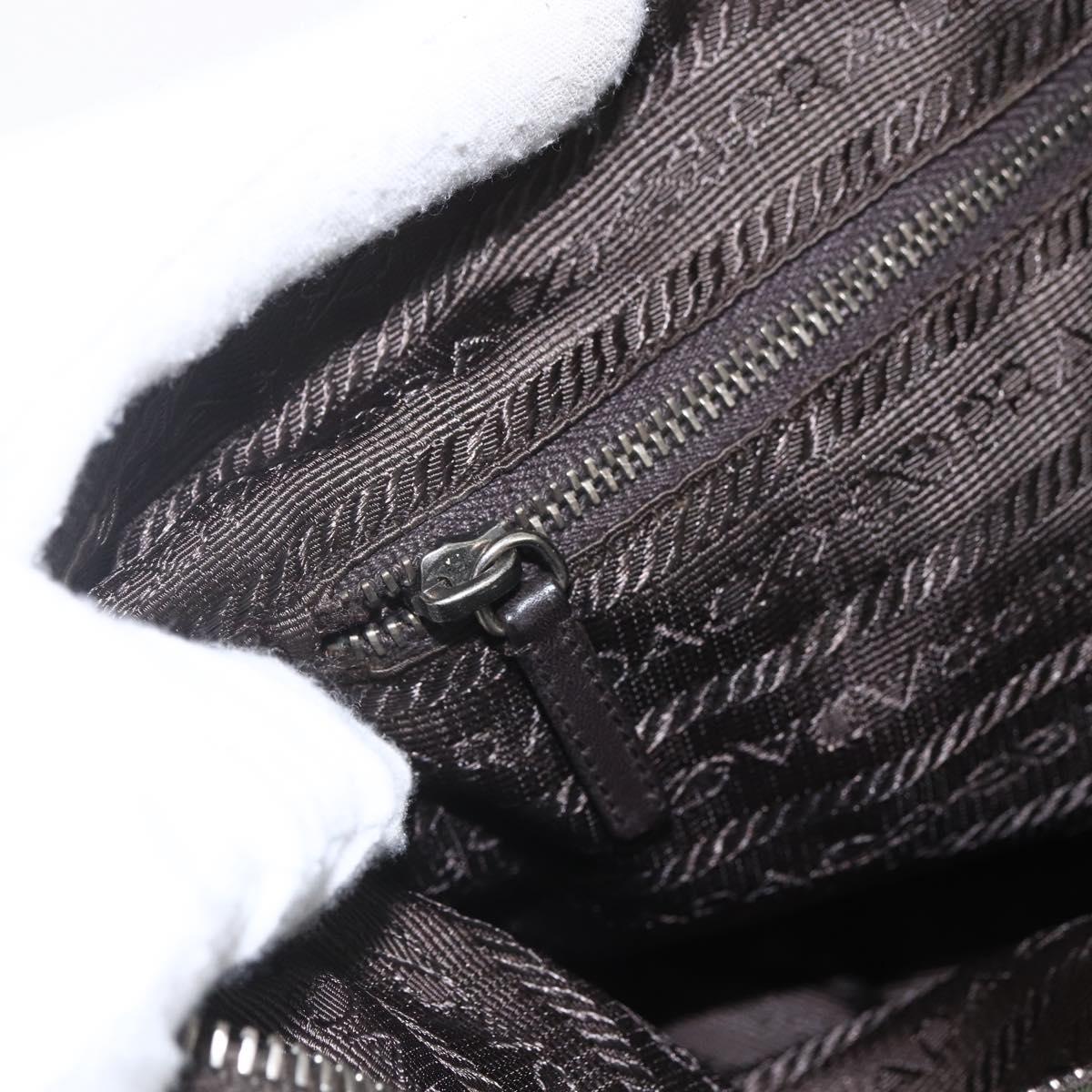 PRADA Shoulder Bag Nylon Khaki Silver Auth 157147V