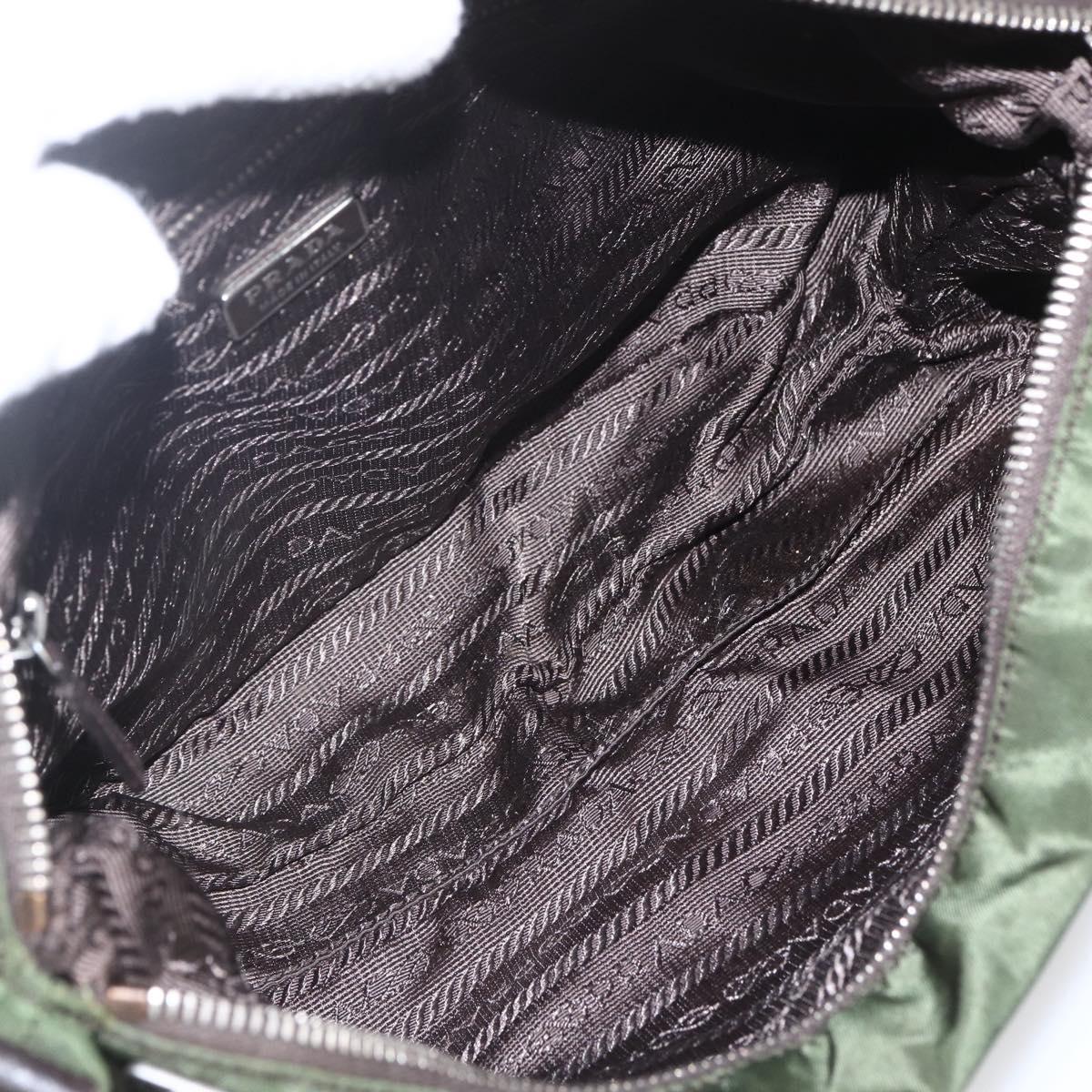 PRADA Shoulder Bag Nylon Khaki Silver Auth 157147V