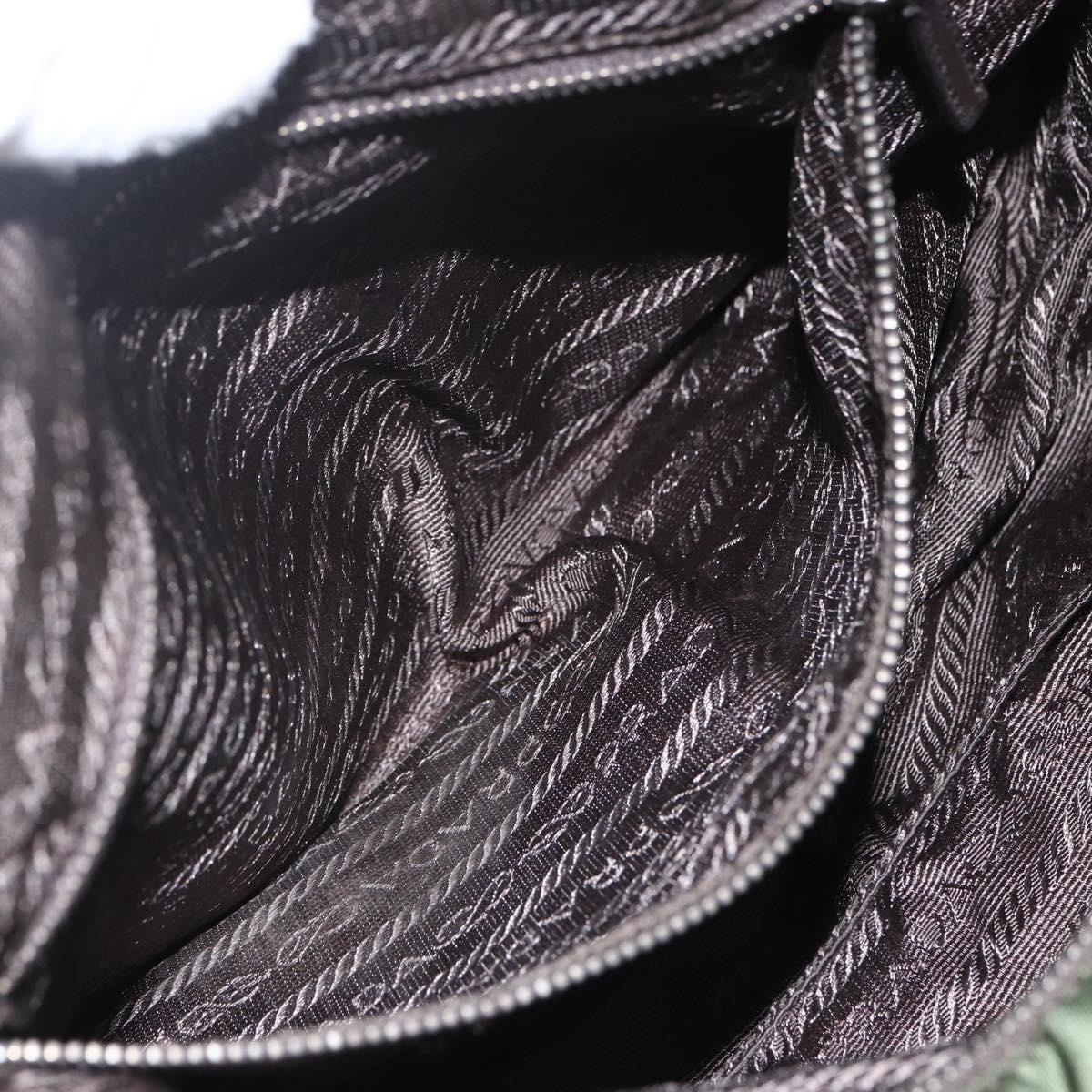 PRADA Shoulder Bag Nylon Khaki Silver Auth 157147V