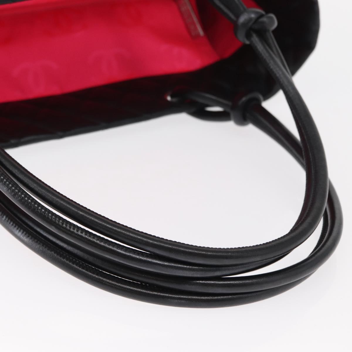 CHANEL Cambon Line Tote Bag Leather Black Silver CC Auth 157150SM