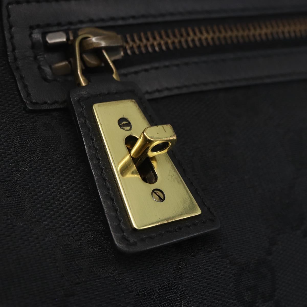 GUCCI GG Canvas Shoulder Bag Black Gold 90699 Auth 157151V