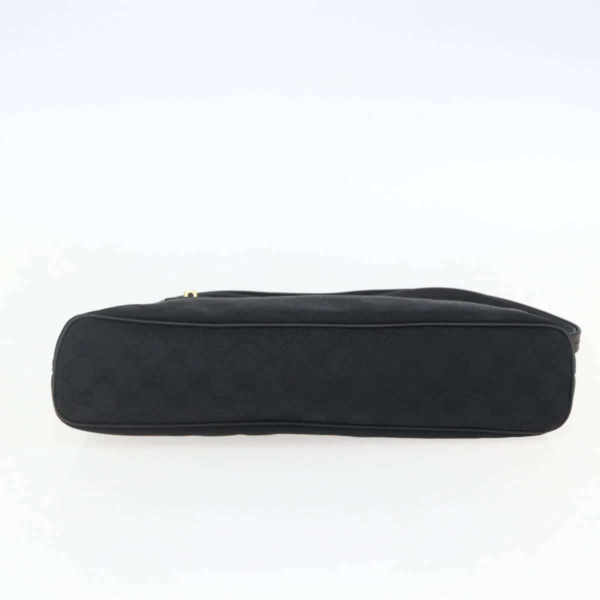 GUCCI GG Canvas Shoulder Bag Black Gold 90699 Auth 157151V