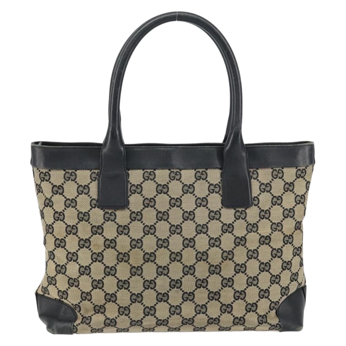 GUCCI GG Canvas Tote Bag Beige Gold Auth 157152