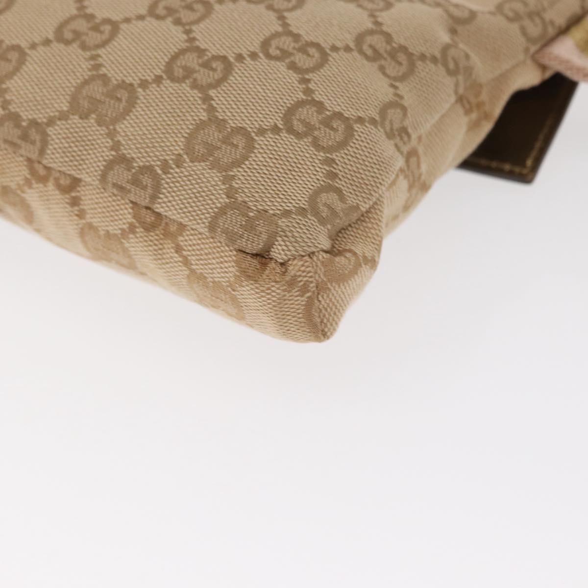 GUCCI GG Canvas Sherry Line Waist bag Beige Gold 28566 Auth 157154