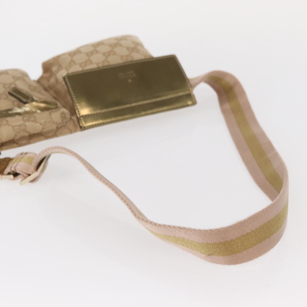 GUCCI GG Canvas Sherry Line Waist bag Beige Gold 28566 Auth 157154