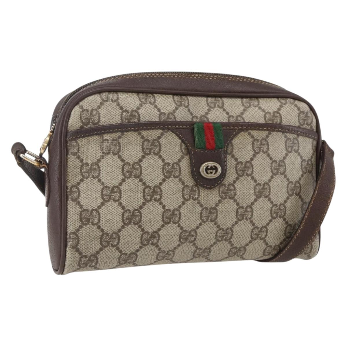 GUCCI GG Supreme Web Sherry Line Bag PVC Beige Red Green 116 02 089 Auth 157158
