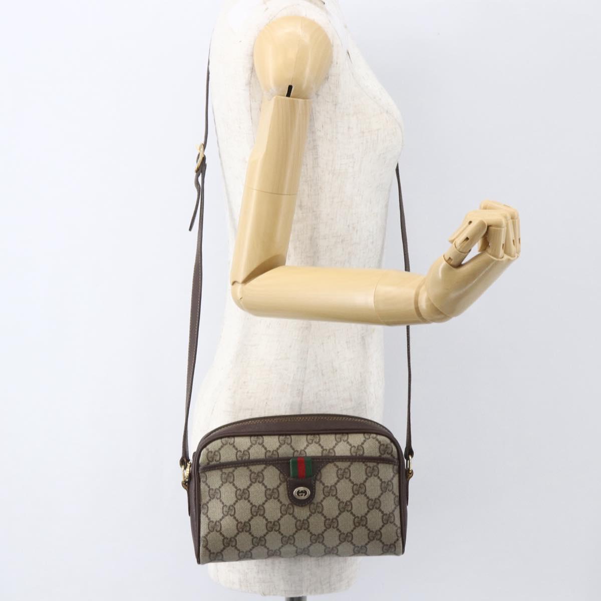 GUCCI GG Supreme Web Sherry Line Bag PVC Beige Red Green 116 02 089 Auth 157158