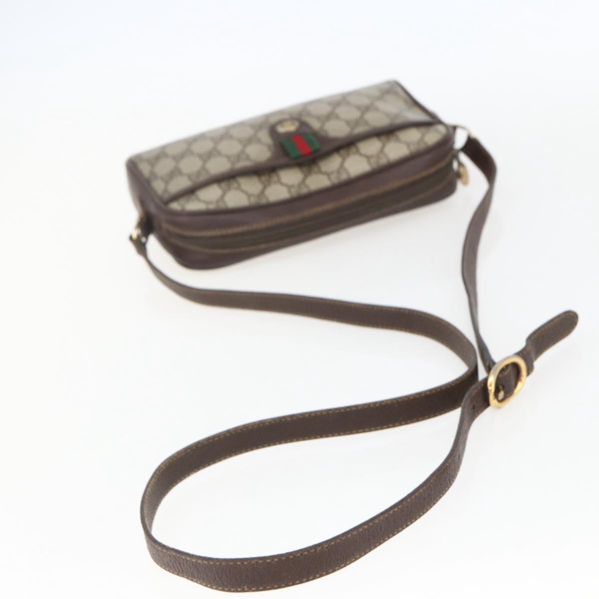 GUCCI GG Supreme Web Sherry Line Bag PVC Beige Red Green 116 02 089 Auth 157158