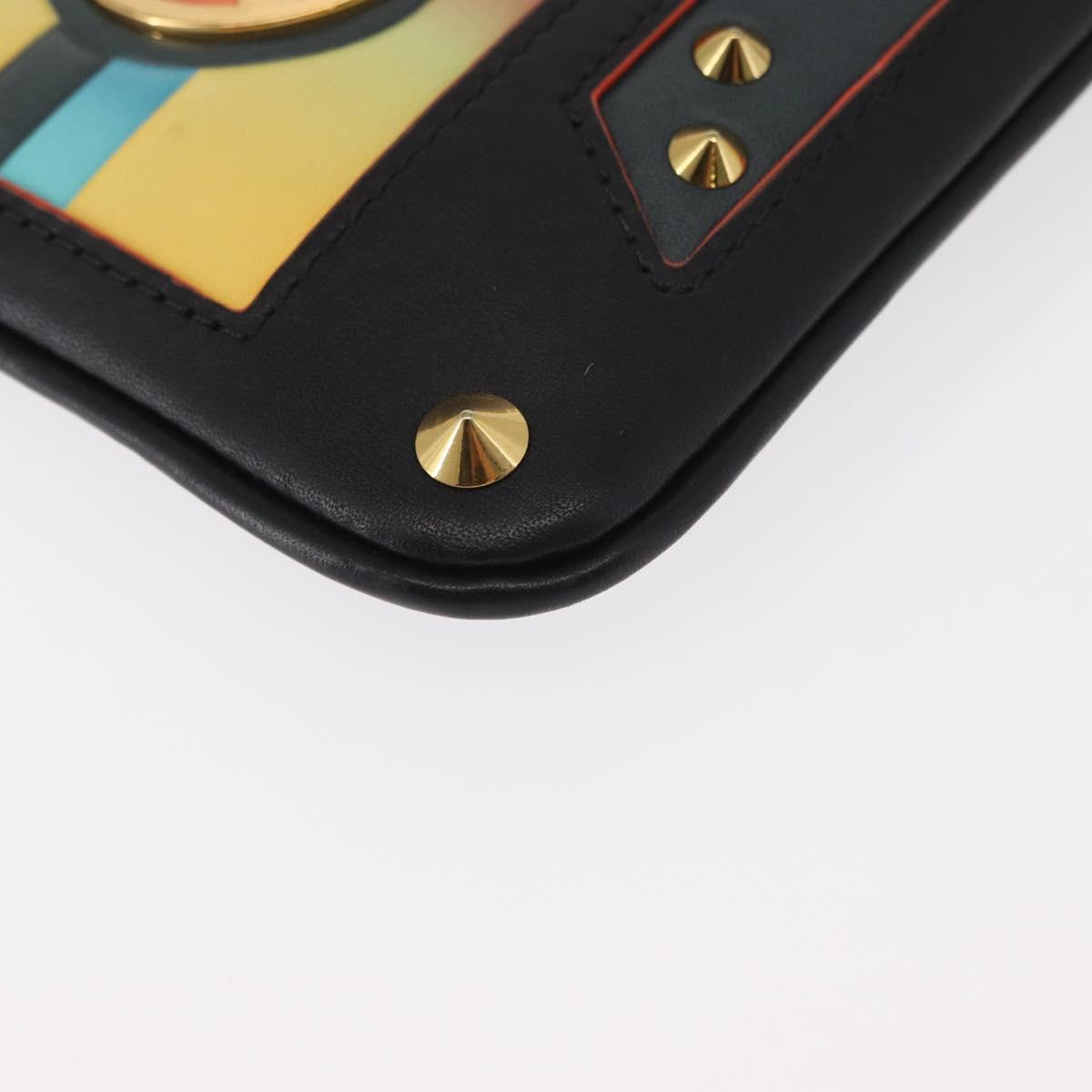 MCM Shoulder Bag Leather Black Gold Auth 157161V