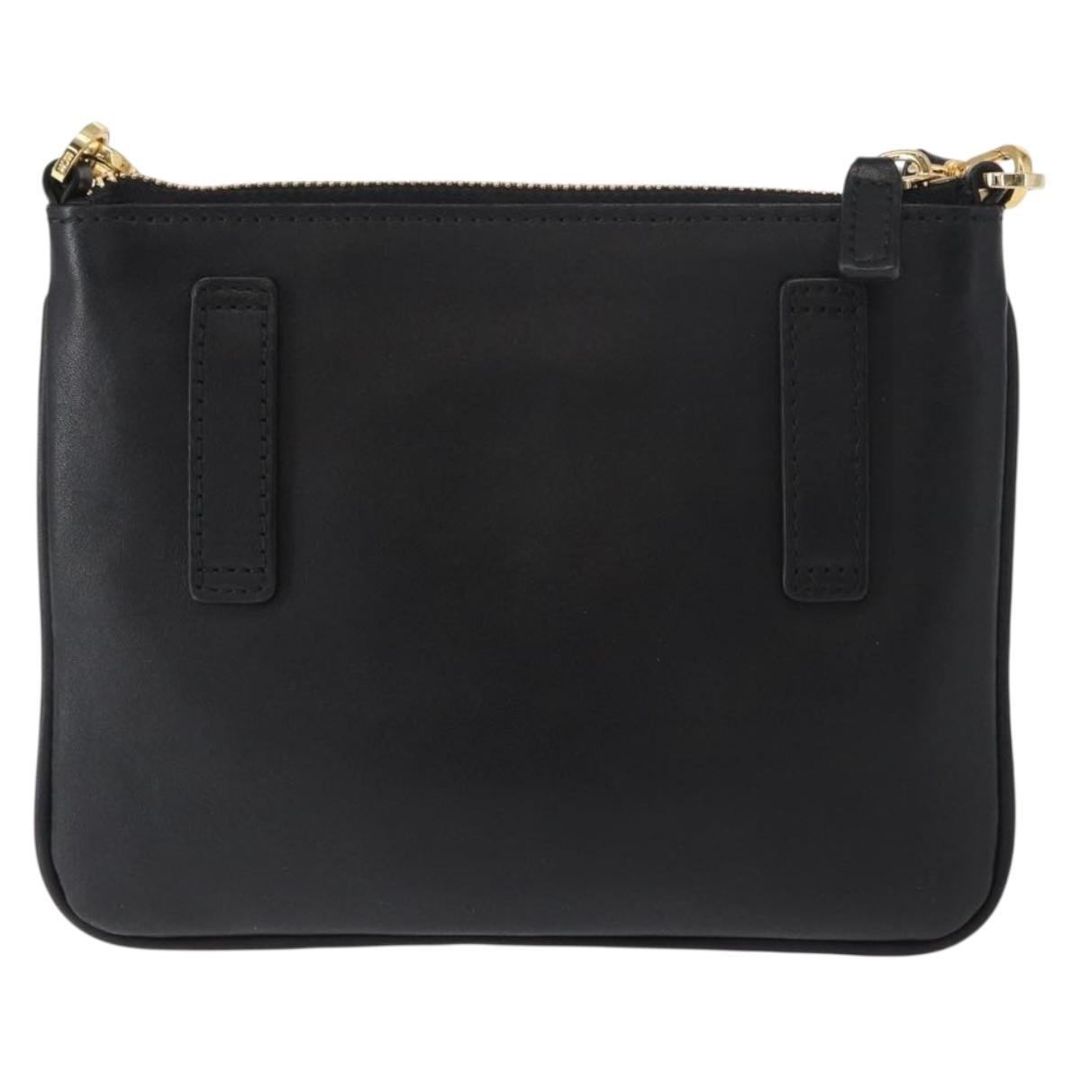 MCM Shoulder Bag Leather Black Gold Auth 157161V